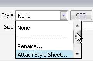 Dreamweaver attach style sheet